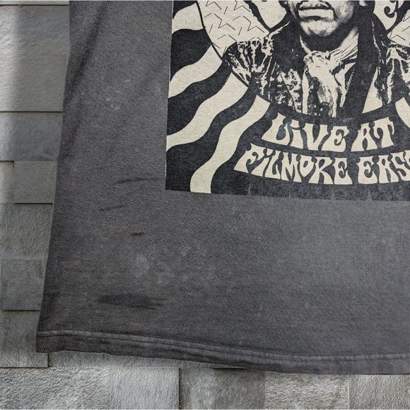 Distressed Jimi Hendrix Experience Live At Filmore East Mens T-Shirt Gray sz 2X - Picture 5 of 6